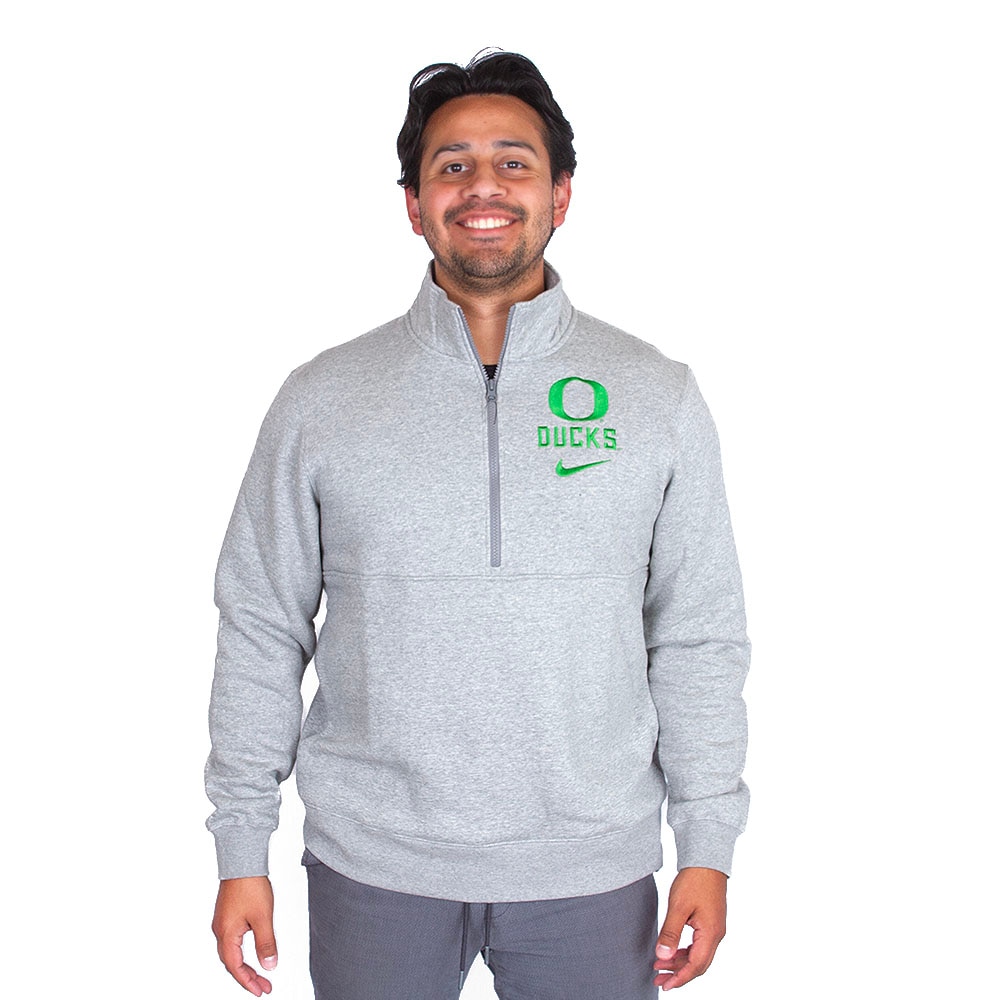 Classic Oregon O, Nike, Grey, Pullover, Cotton Blend, Men, 1/4-zip, 798510